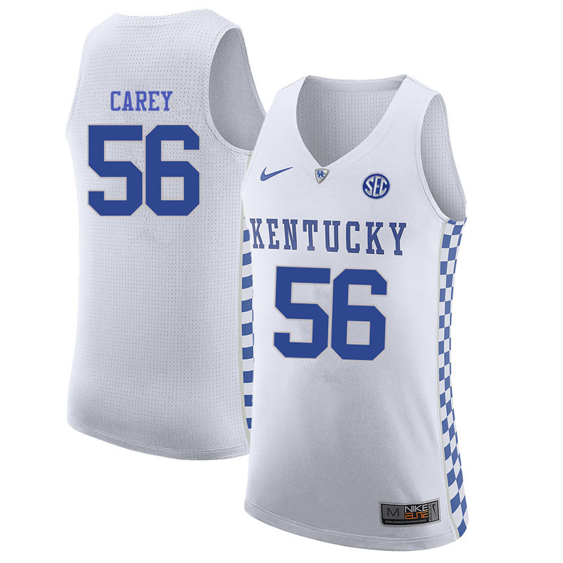 Men Kentucky Wildcats #56 Burgess Carey College Basketball Jerseys-White - Click Image to Close